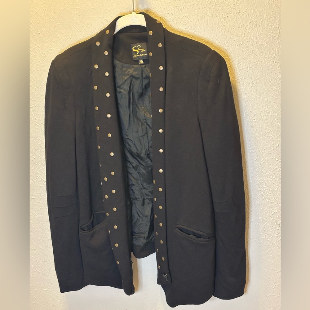 Serena Williams Black Military Style Retro Moto Jacket Cardigan